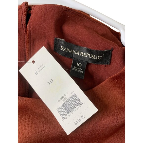New Banana Rrepubli Asym Tank Dress Size 10 Rust Brown RS10277 - Picture 3 of 11